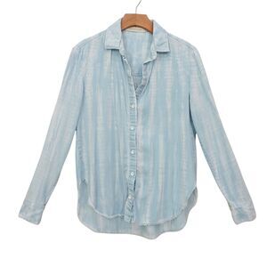 Anthropologie Cloth & Stone Shirt Womens Small Blue Tencel Tie Dye Coastal Beach